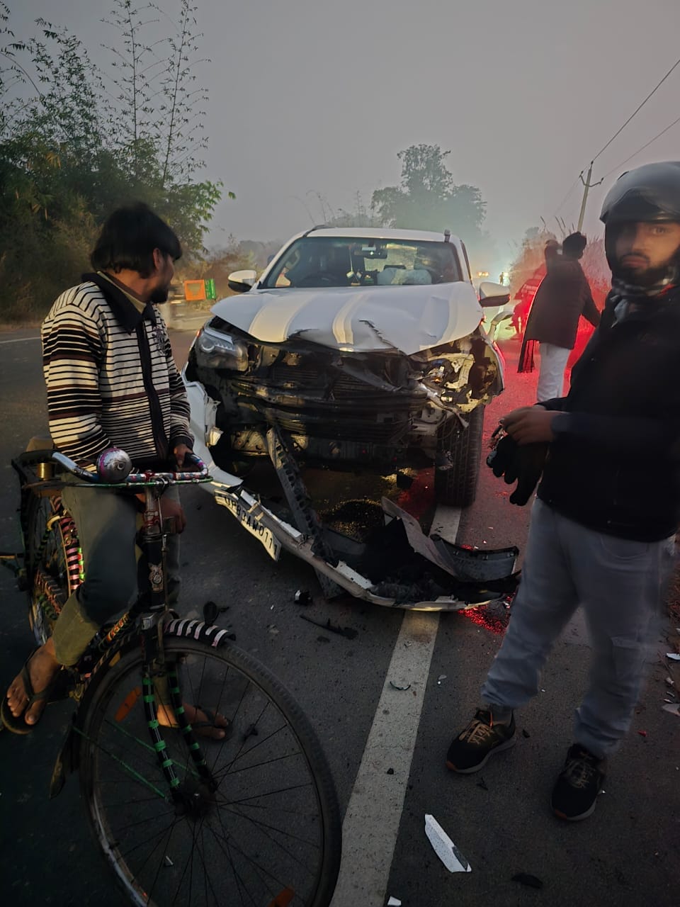 District Panchayat member's car collided with Nilgai
