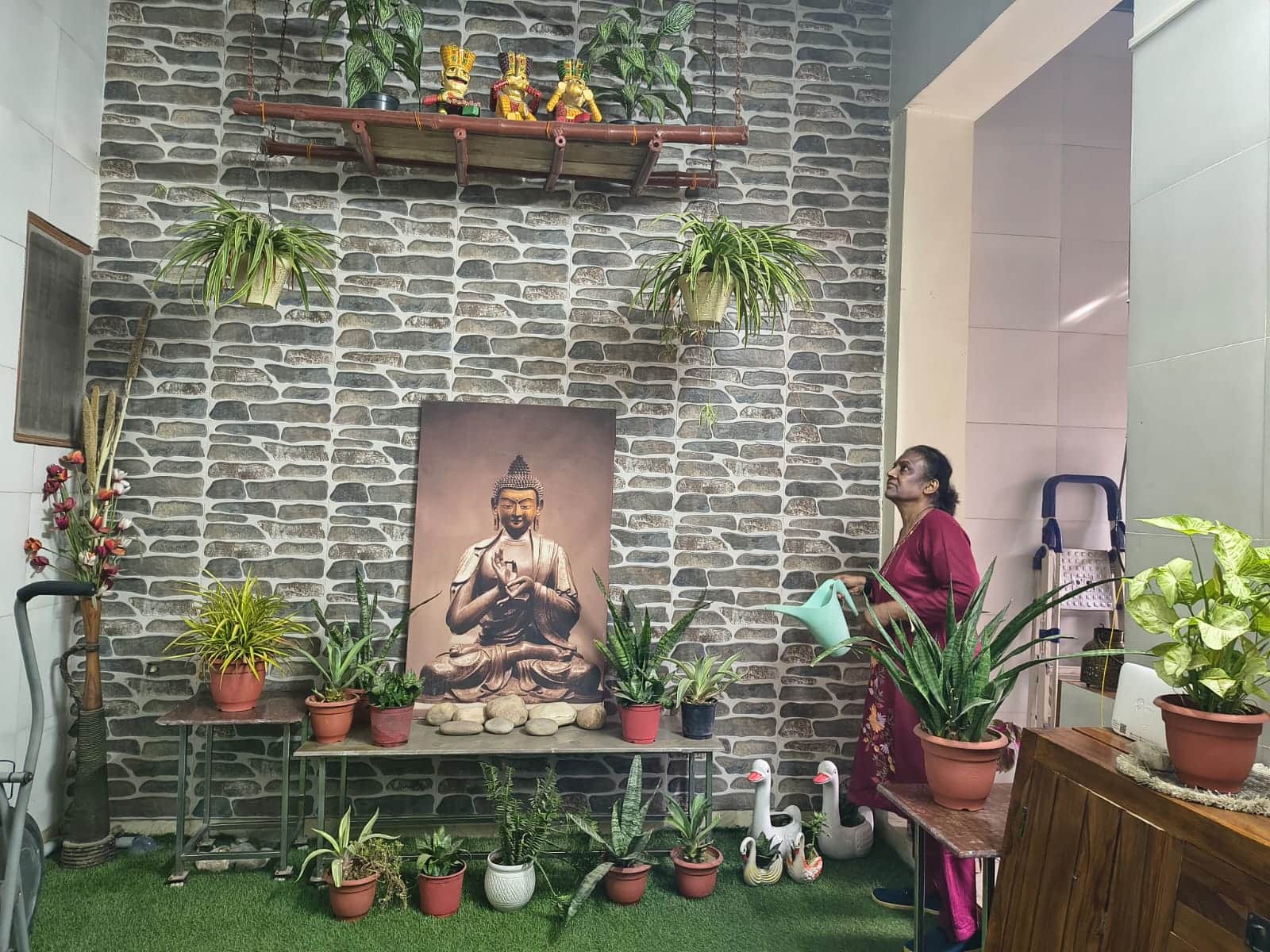 कुतुबपुर में रजनी भार्गव ने घर में बनाया बगीचा। संवाद