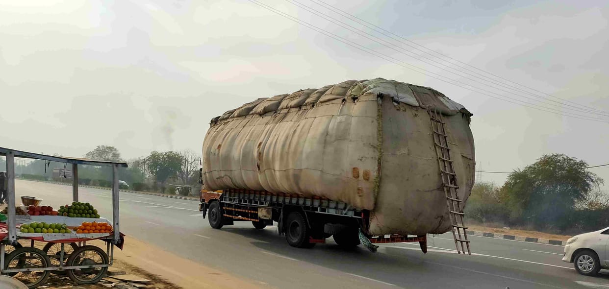 Overloaded vehicles speeding on the roads, risk of accidents