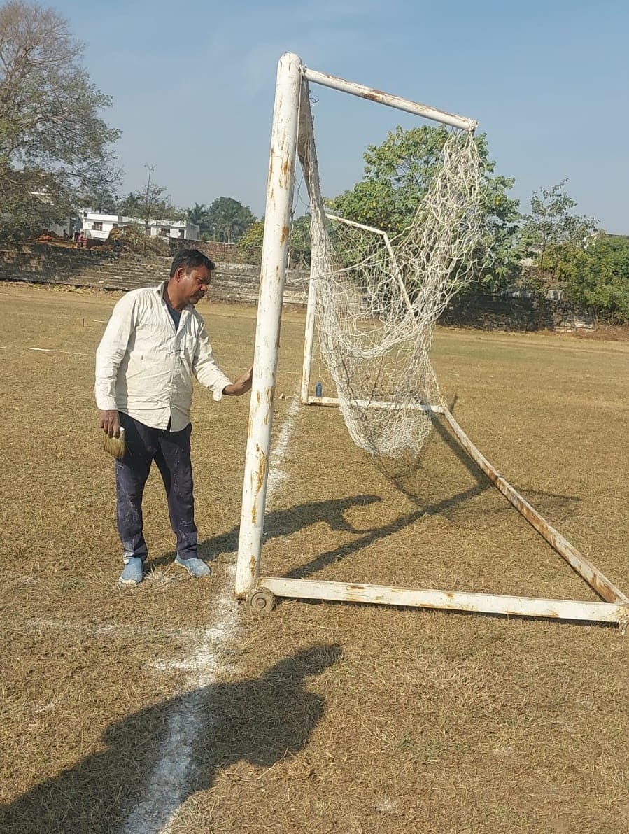 The football field is being prepared for the football league