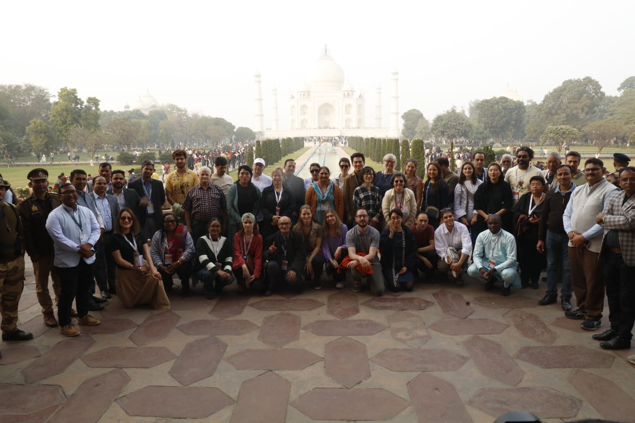 A 55-member delegation from UNESCO visited the Taj Mahal.