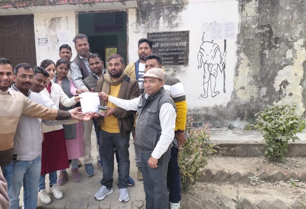 Village development officers carried out symbolic Satyagraha movement