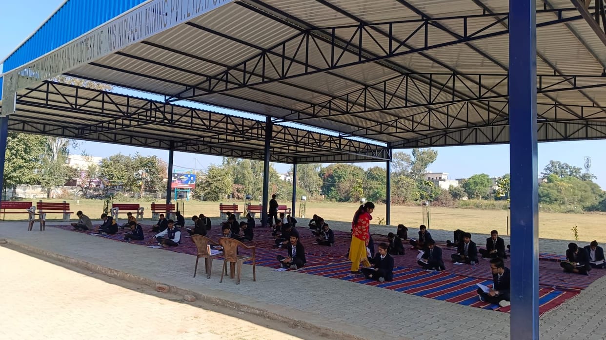 An open-air gym is being prepared at the model school.
