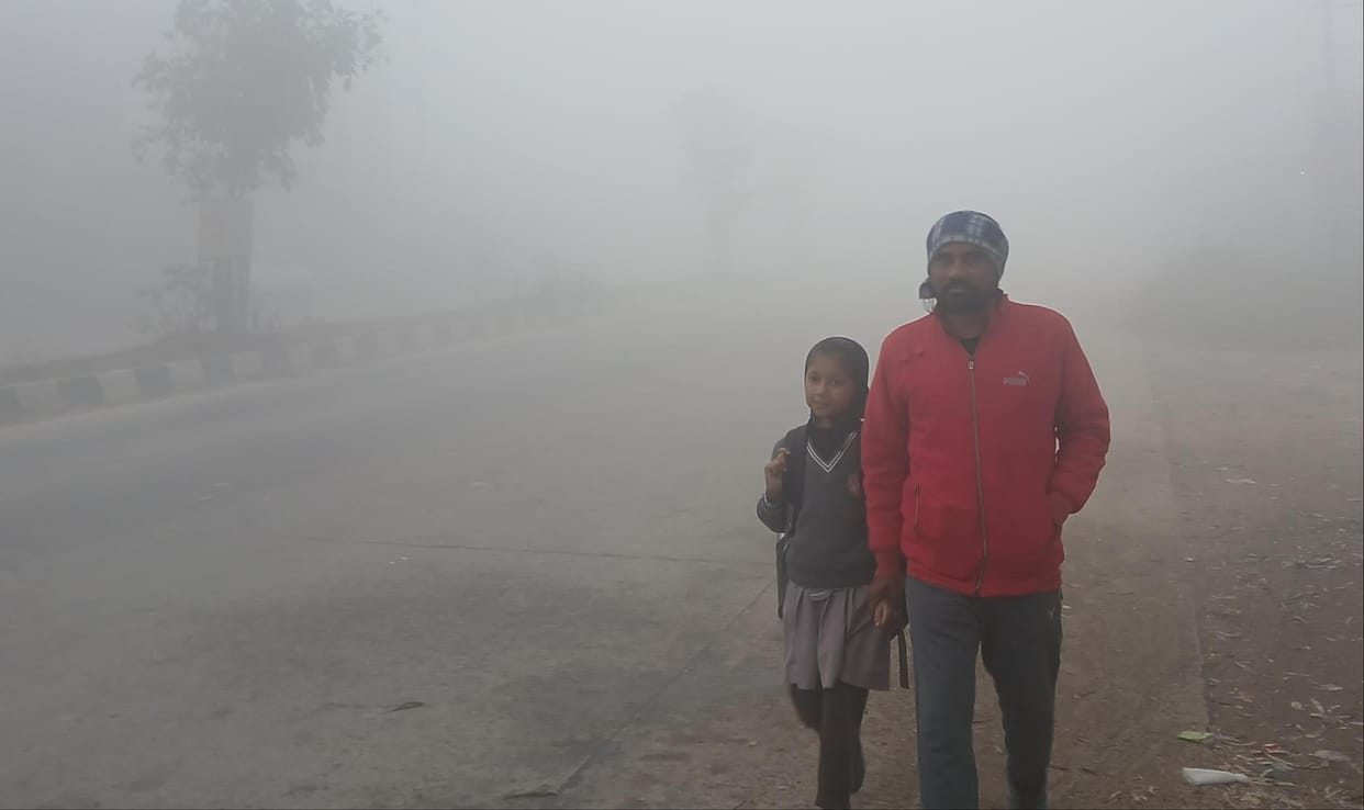 Fog prevailed throughout the day, melting continued