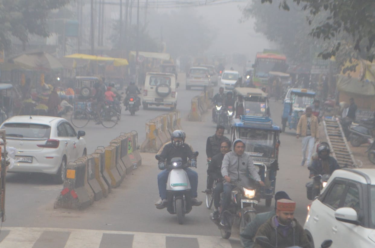 The cold chilled people, and dense fog lingered throughout the day.