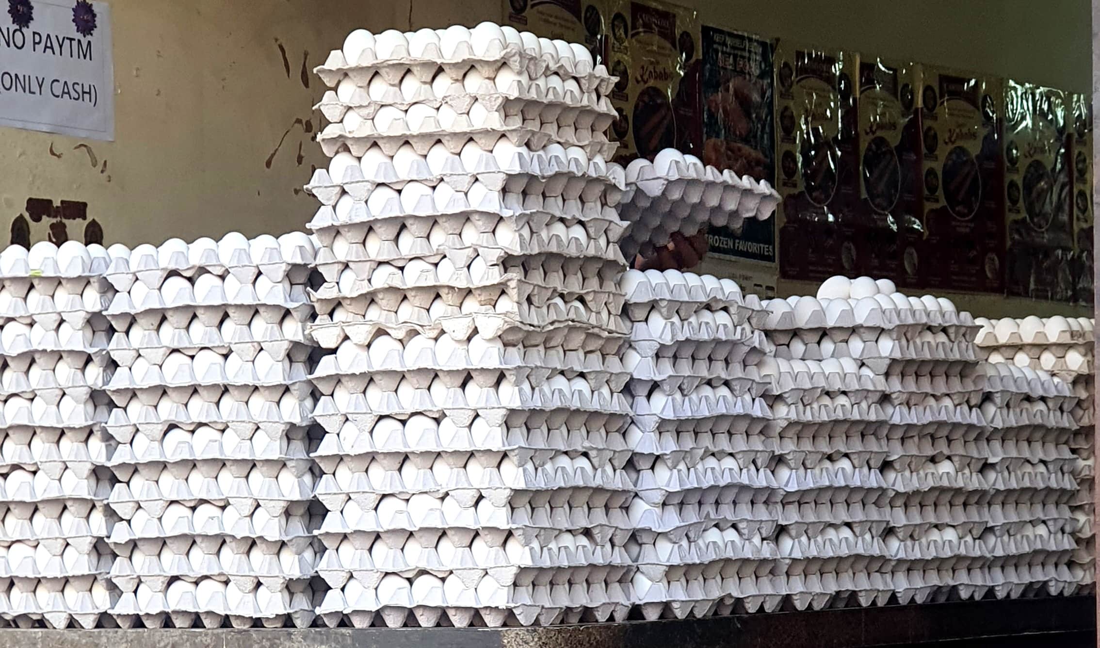 कोर्ट रोड स्थित दुकान पर रखे अंडे