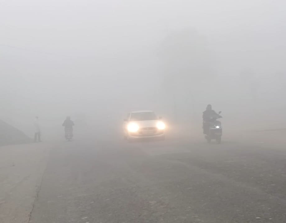 Dense fog covered the district, visibility remained up to 30 meters, temperature dropped