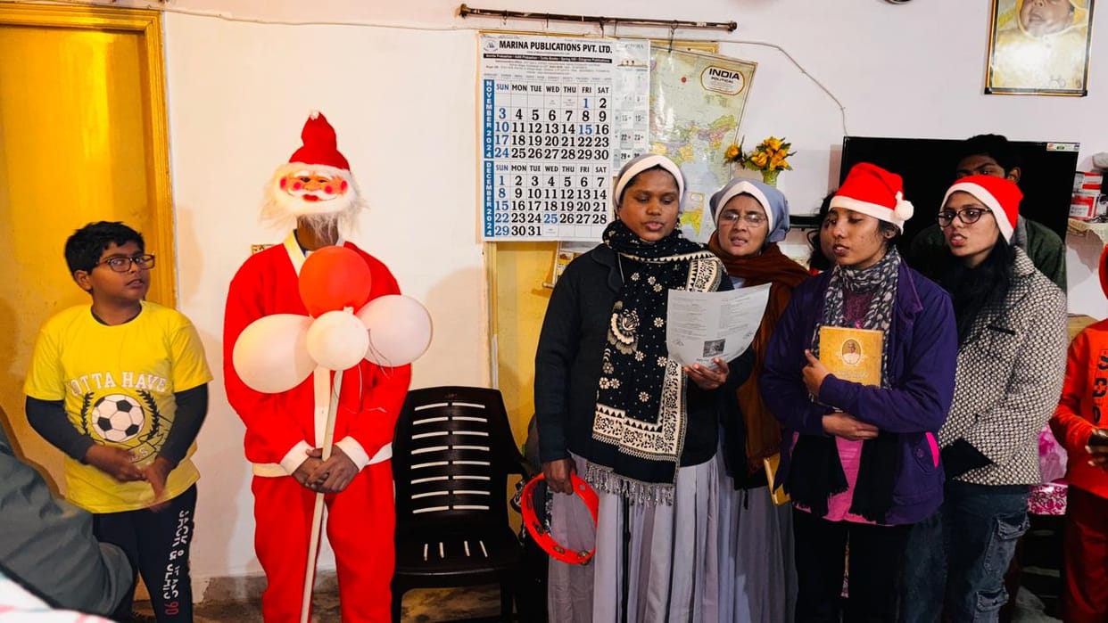 Carol songs echoed from house to house, giving the message of love and peace.