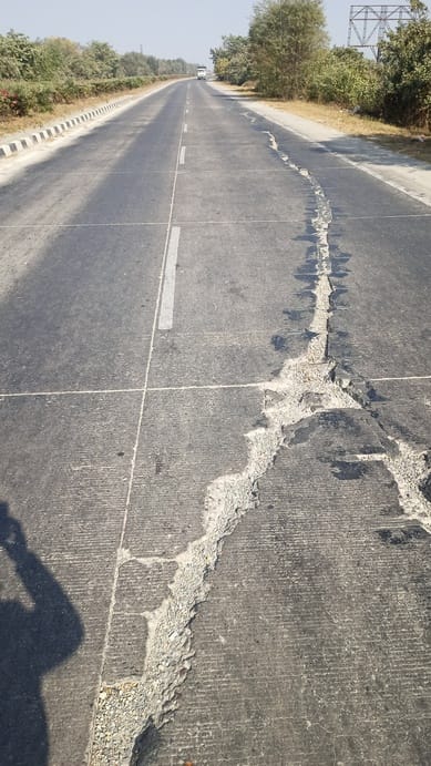 Highway of accidents... Roads broken out of rebar, cracks