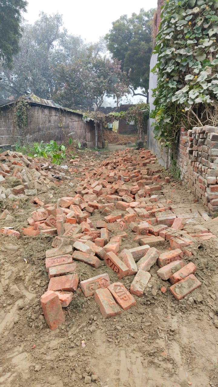 The pavement of the public road was uprooted