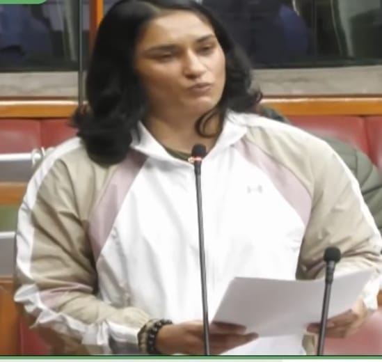 In the assembly, Vinesh raised issues concerning her constituency, saying that 50,000 vehicles pass through the railway crossing every day.