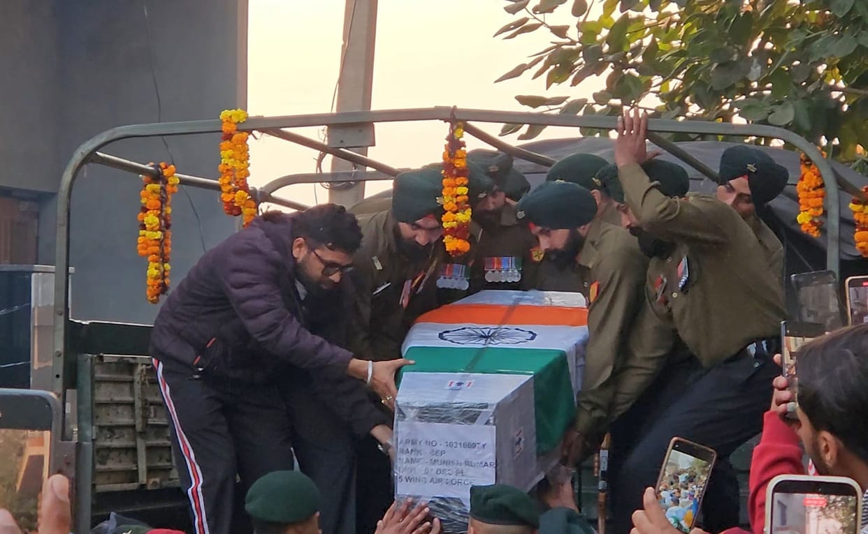 Manish Kumar, a soldier stationed at the aircraft base, was martyred.