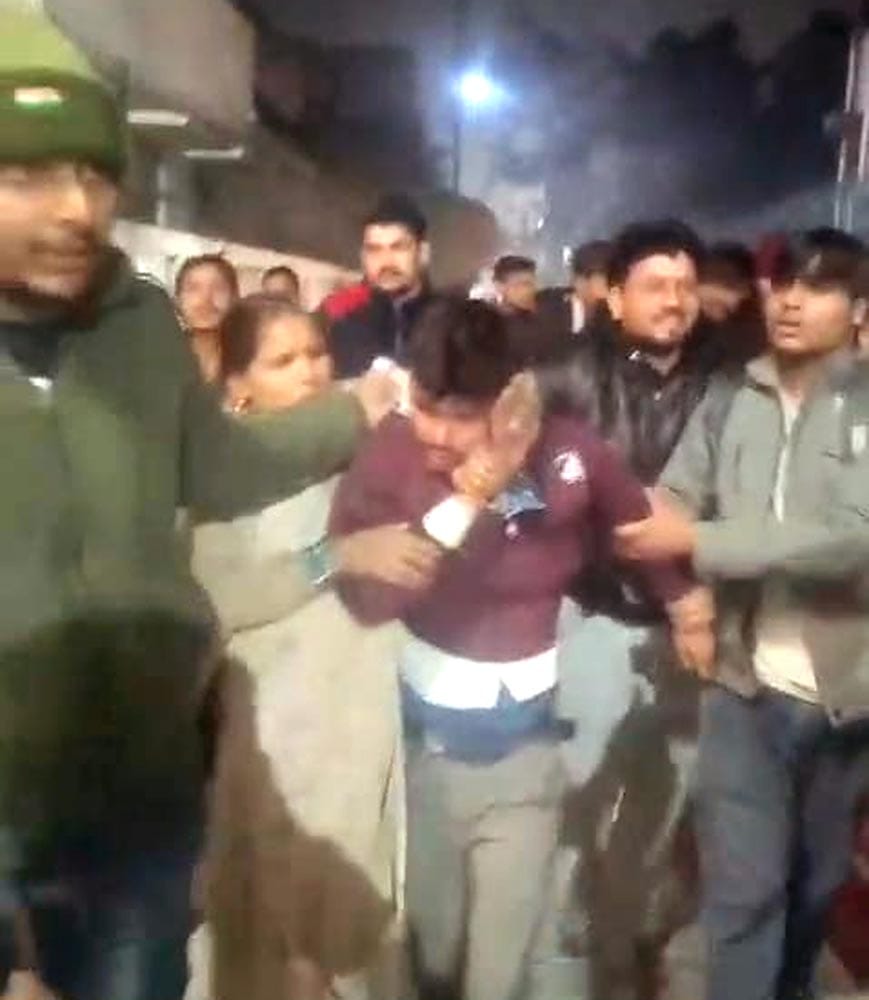 A young man accused of harassing a girl on the street was beaten up by the crowd, including the girl herself.