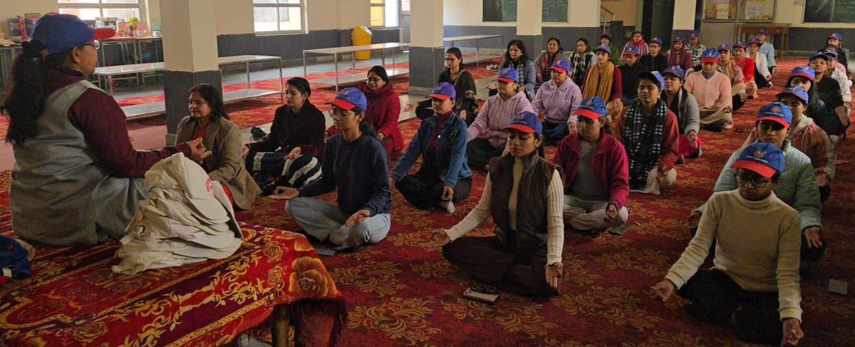 Students participated in a meditation session on World Meditation Day.