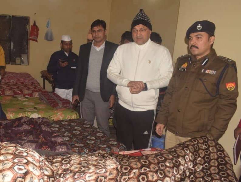 Officials inspected night shelters and bus stands.