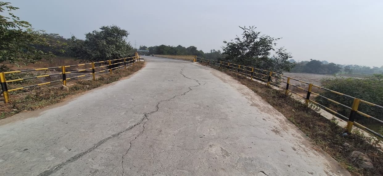 Cracks in the slope connecting the bridge in Pinjore, raising questions about safety