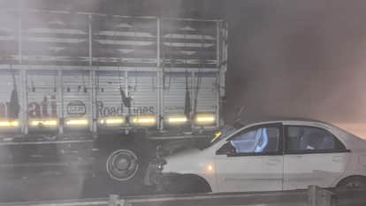 An accident occurred on the Tal-Javra highway due to fog; a car rammed into