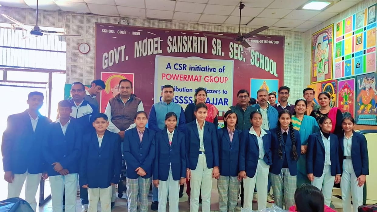 Blazers and shoes were distributed to the students.