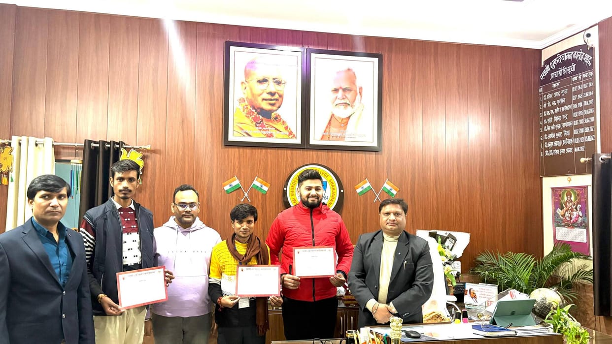 Yash secured the first position in the speech competition and Saraswat won the first prize in the poetry recitation competition.