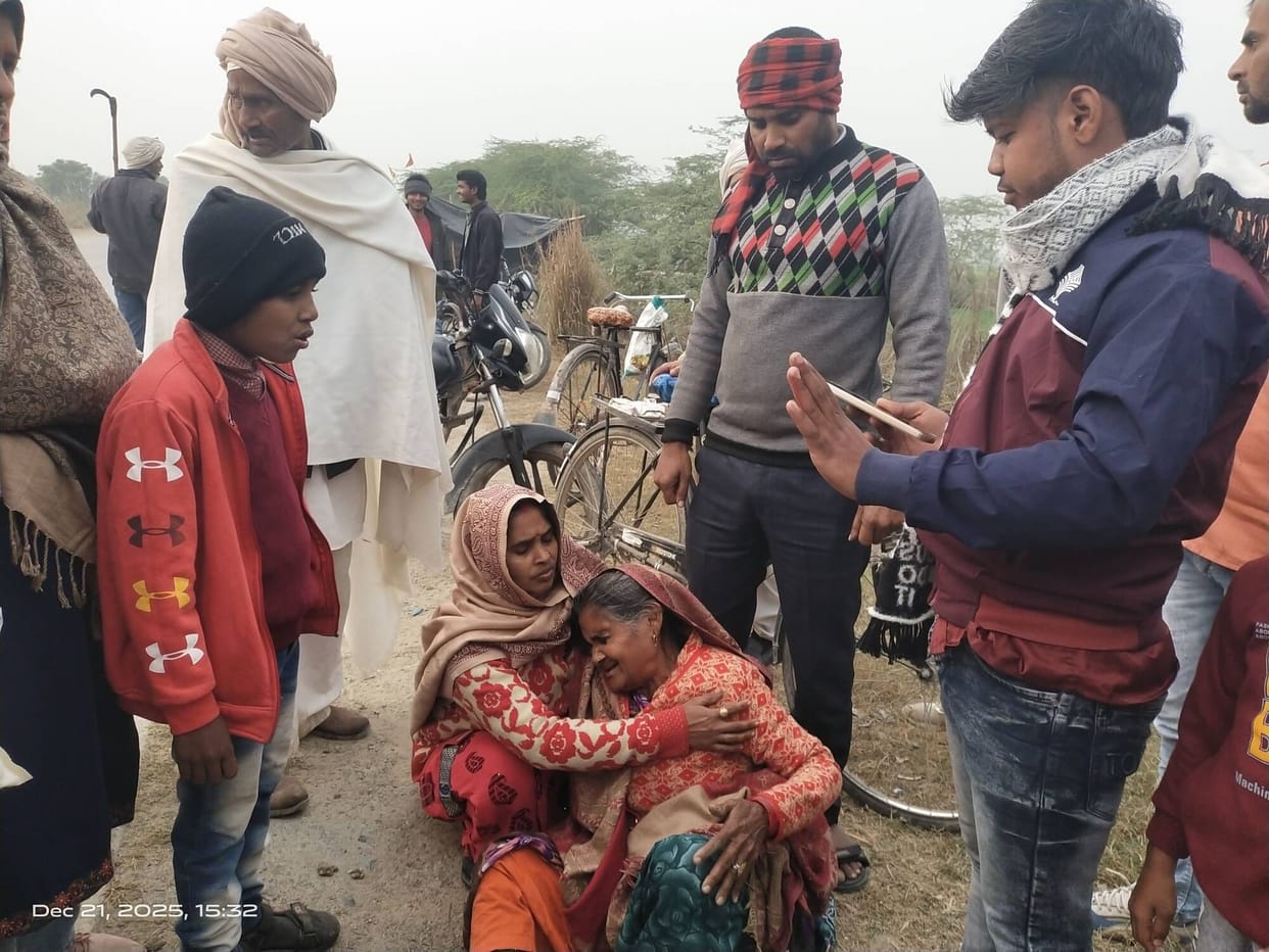 Two people including an old woman injured in a car accident