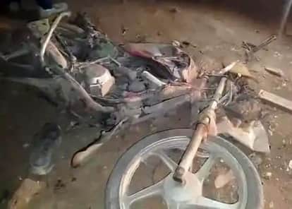 A dumper truck hit and crushed a young man on a motorcycle, killing him.