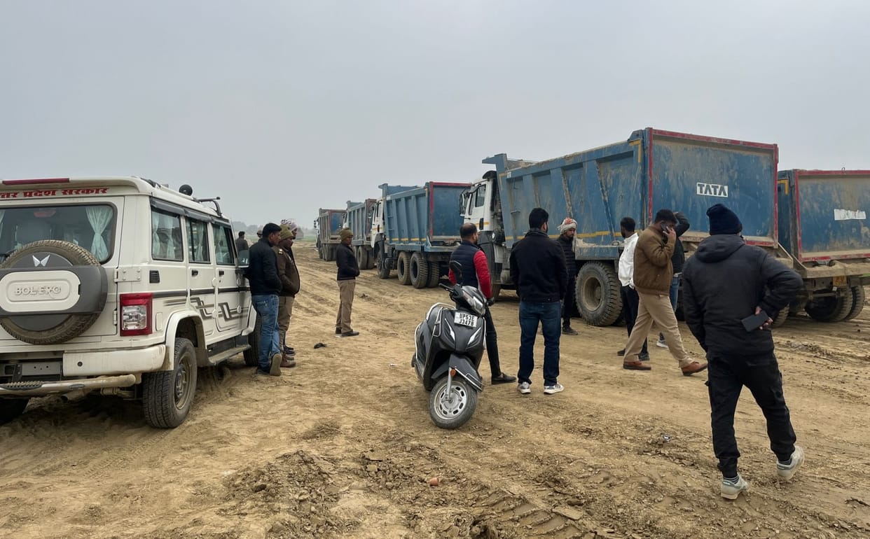 12 dumpers seized in illegal mining operation along the Rapti river.