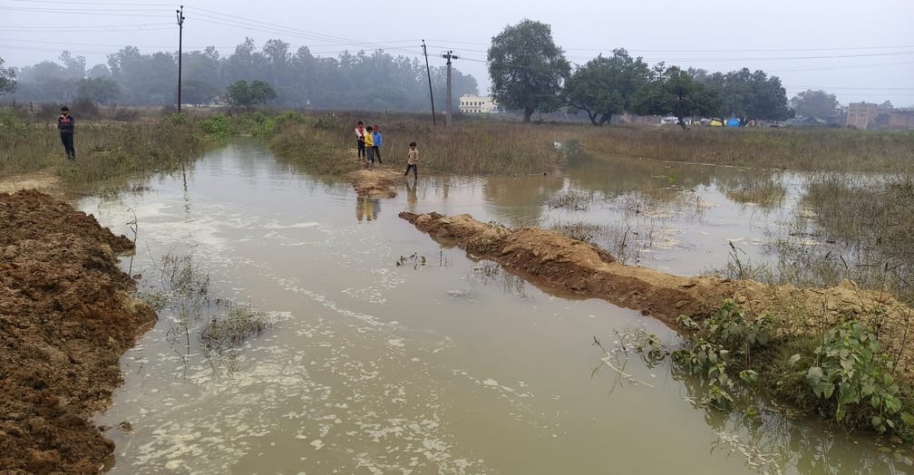 Minor track damaged, Bardahiya market filled with water