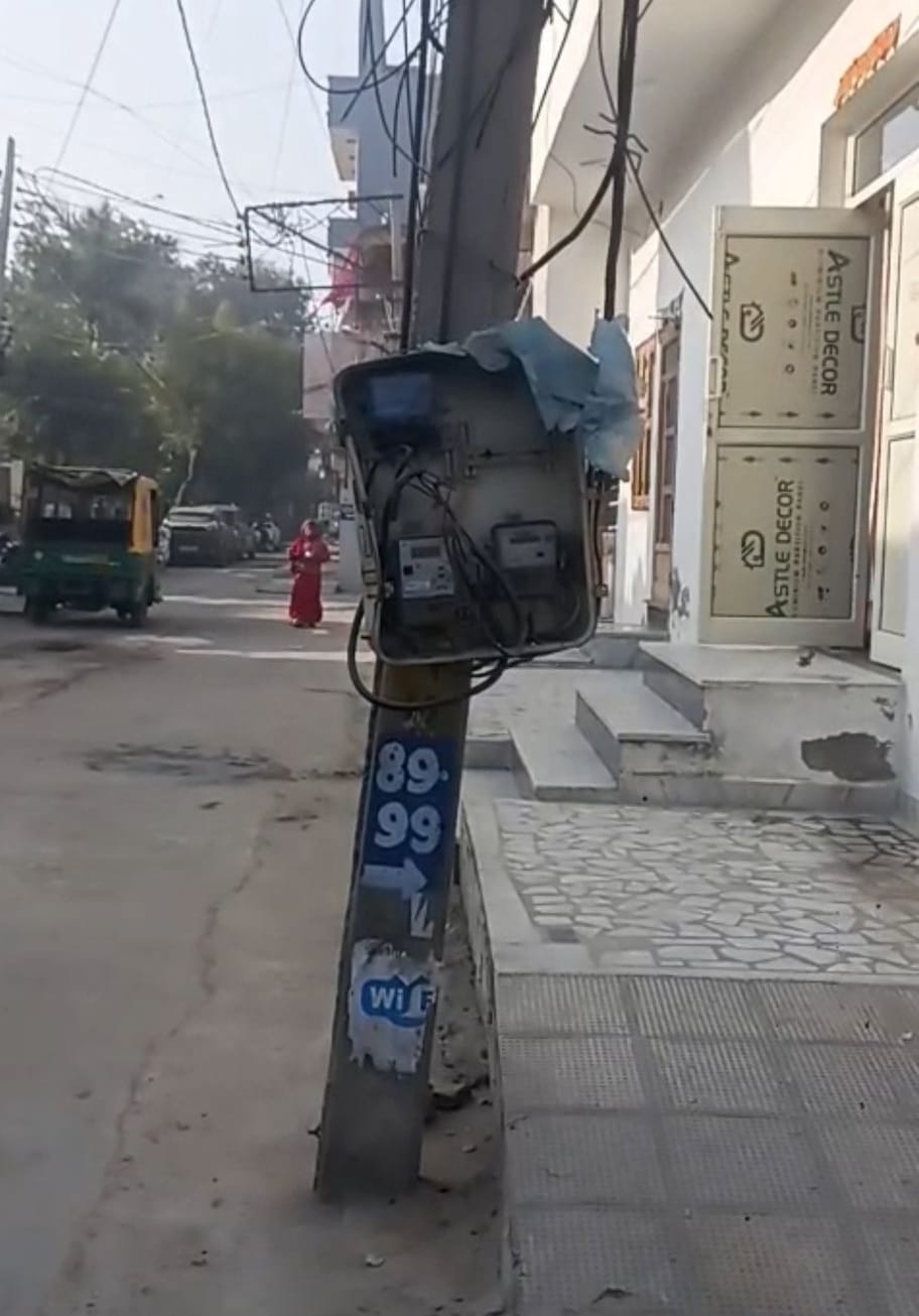 Wires are spread on the poles, meters are damaged.