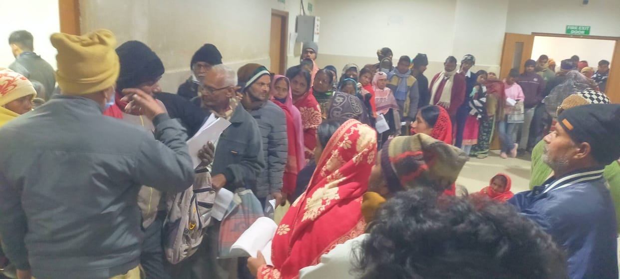 Crowds of patients gathered at the medical college
