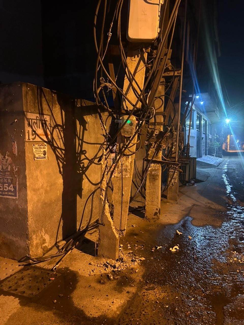 Electricity supply was disrupted for two hours in Tilak Nagar due to a broken pole.