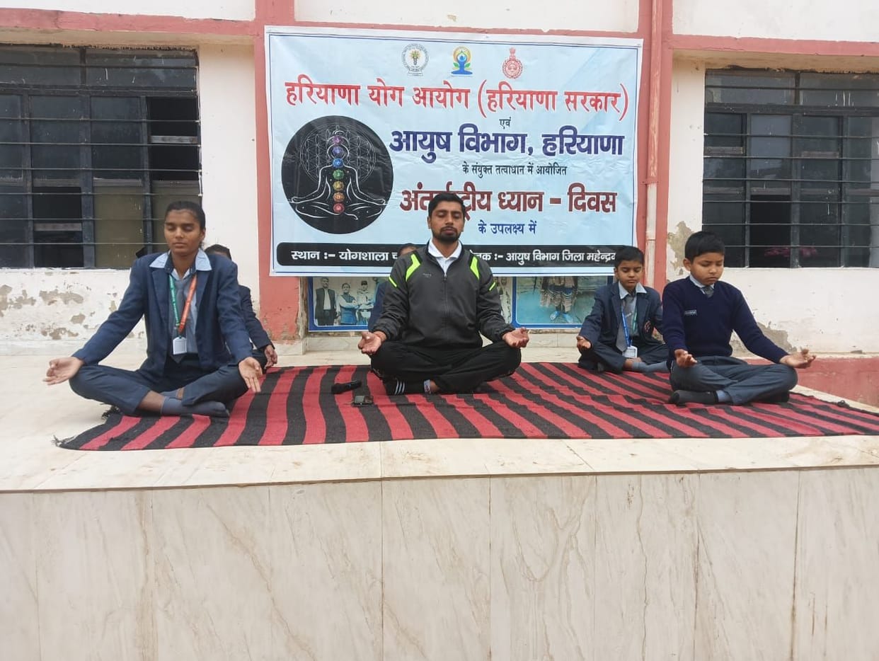 Children were taught yoga techniques on Meditation Day.