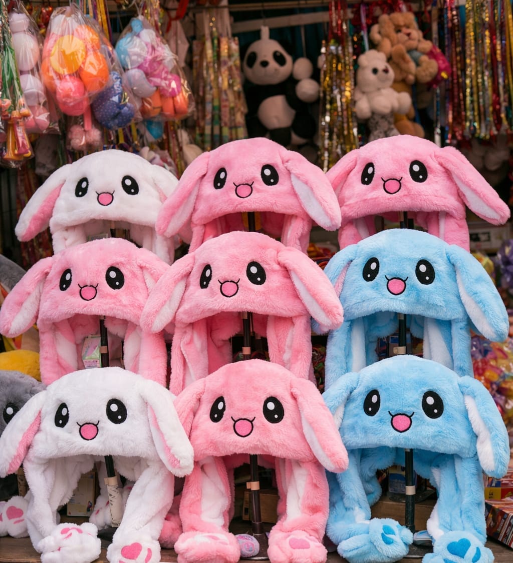 Rabbit ear caps have become the top choice for children at fairs.