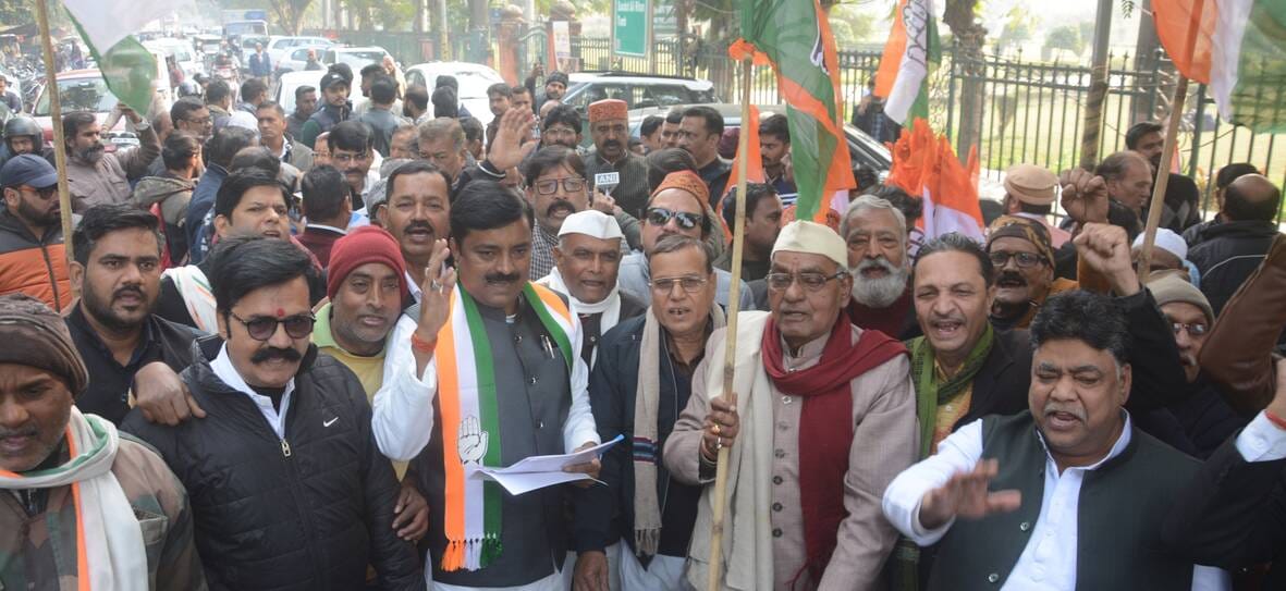 Congress protests over removal of Gandhi's name from MNREGA