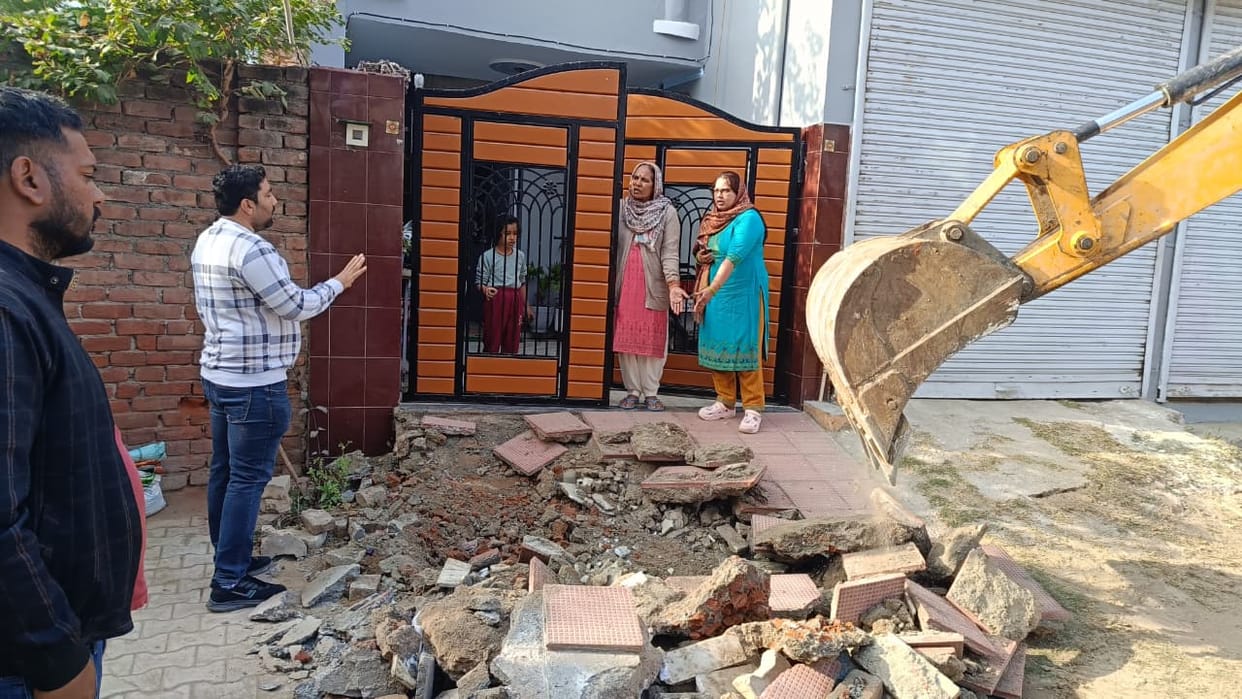 Platforms and ramps in front of houses were demolished during the encroachment removal drive