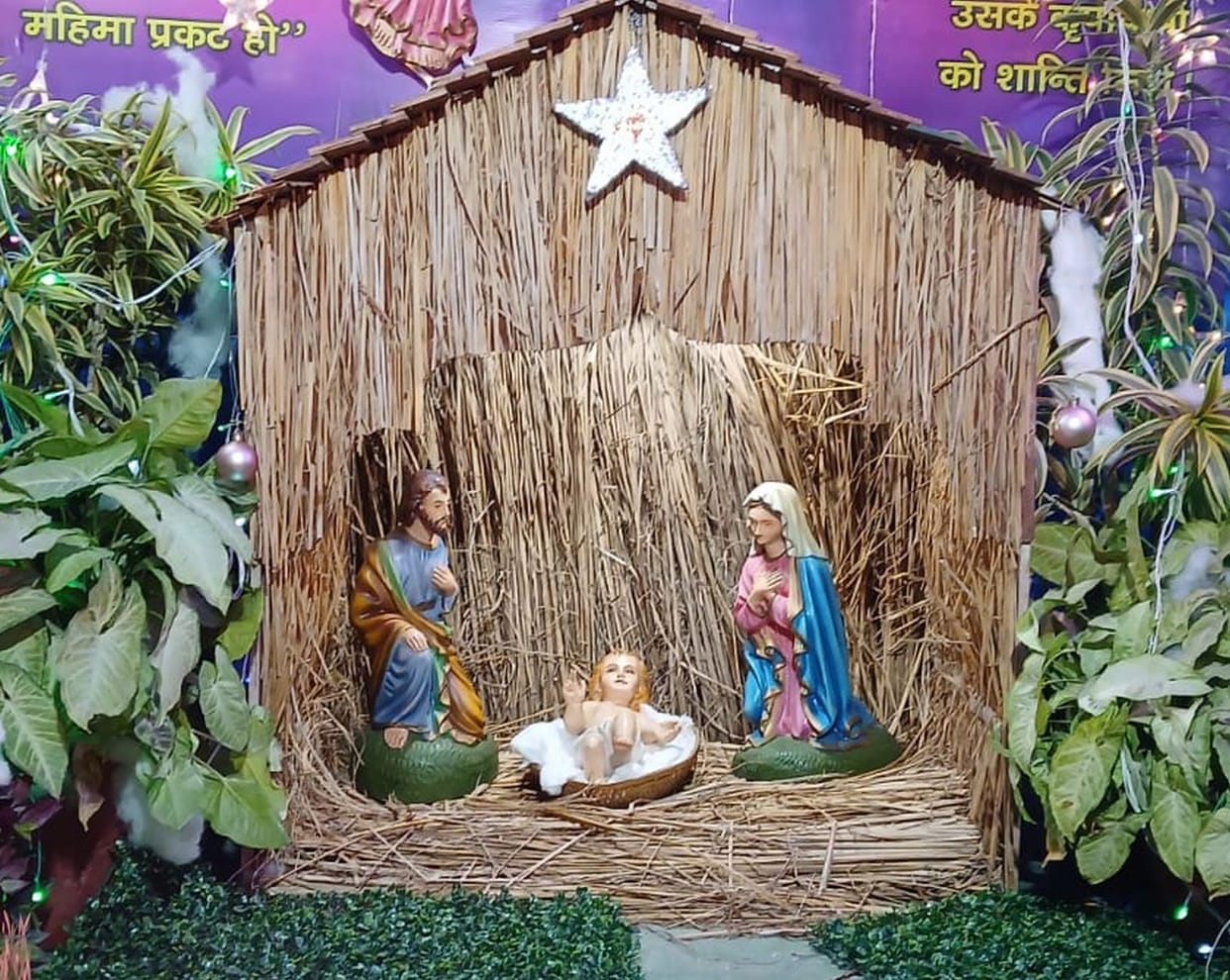 Lord Jesus born in a manger, prayer meetings held in churches