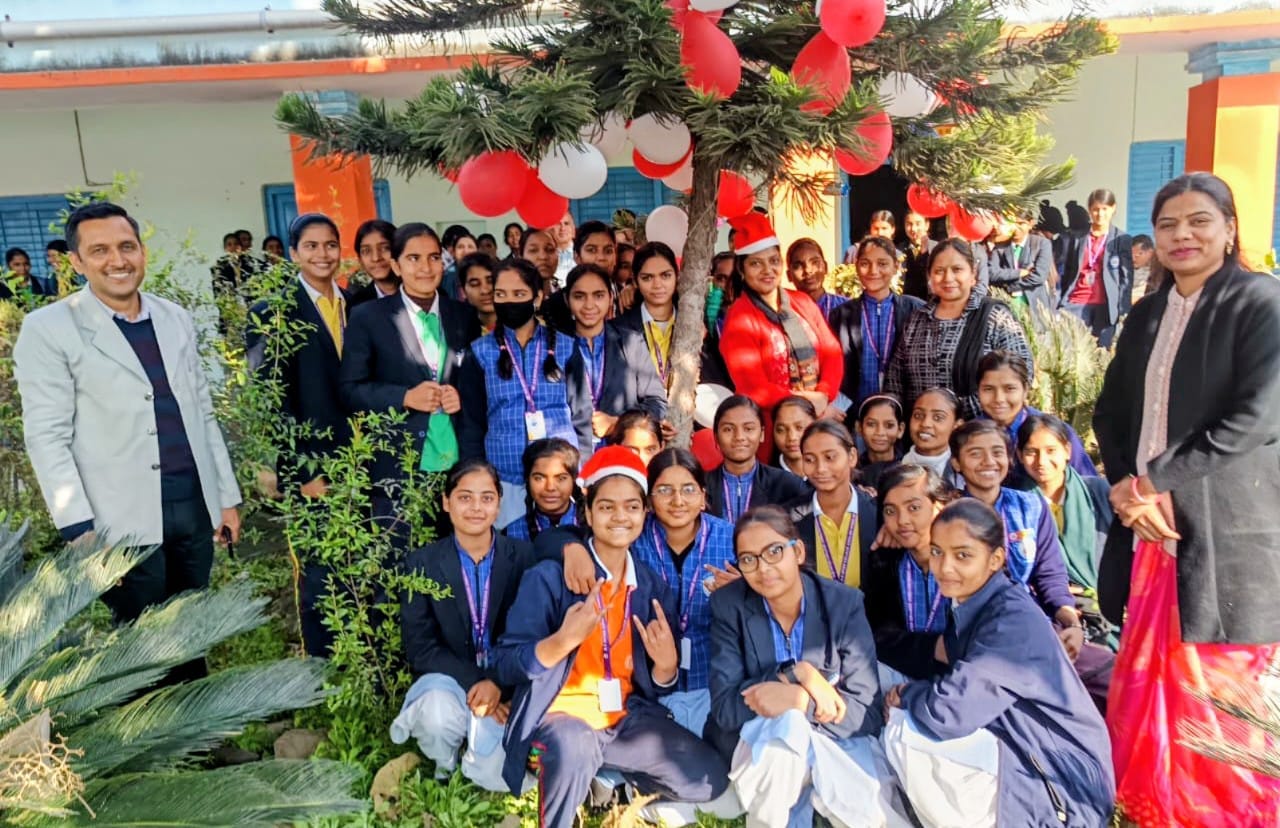 The girls decorated the Christmas tree