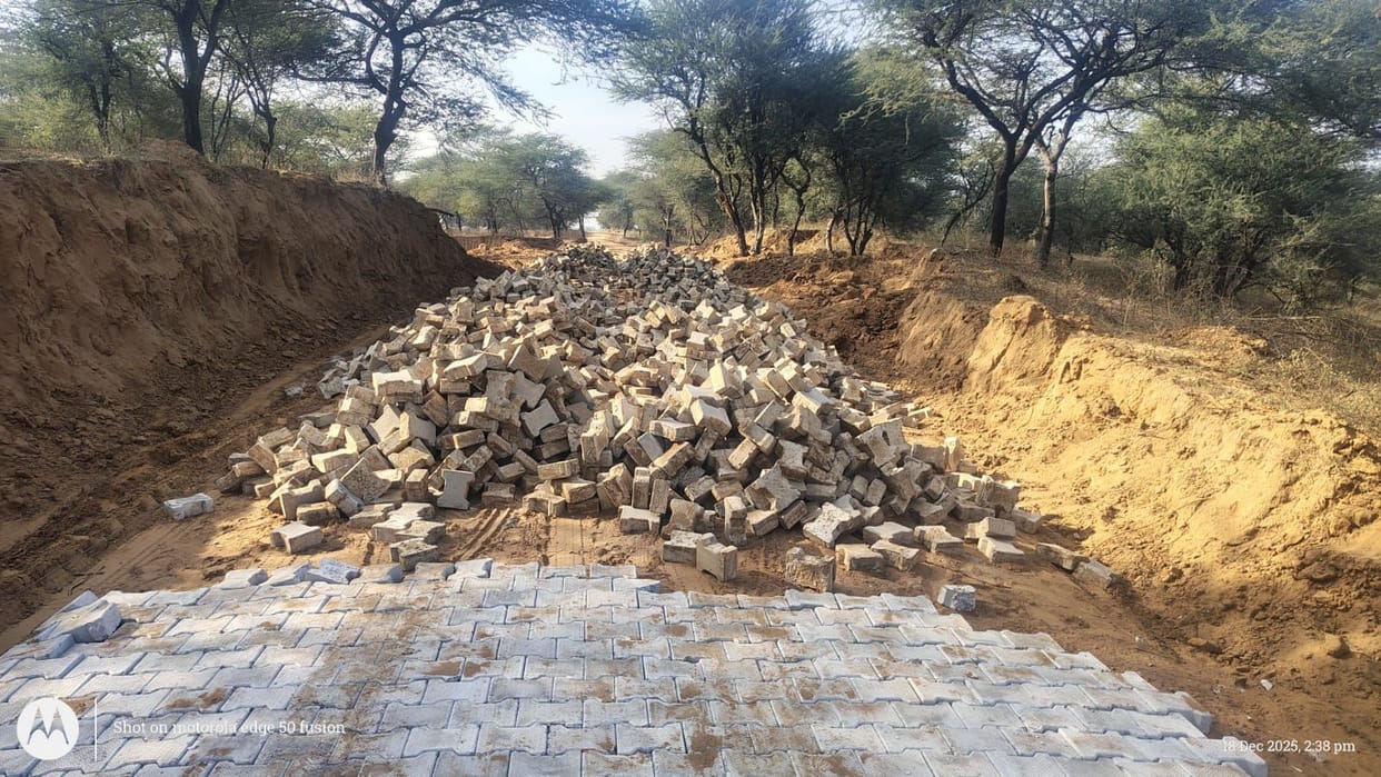 Anger among villagers over use of substandard materials in road construction