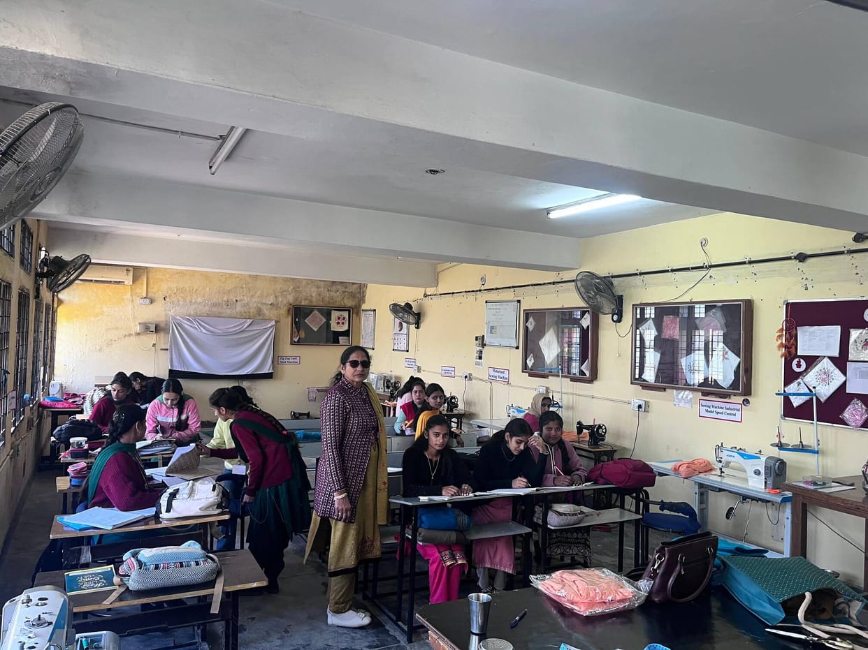 Girls are learning the tricks of sewing in ITI rally