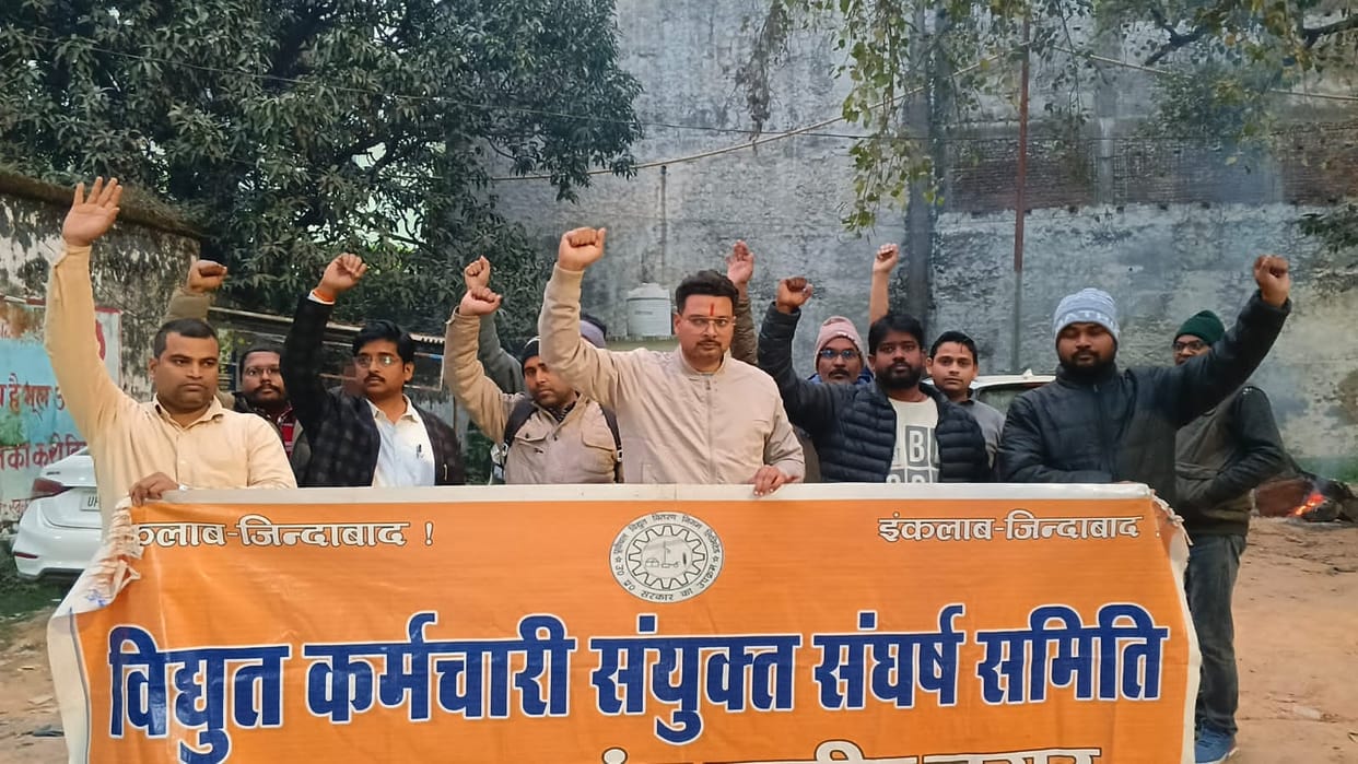 Electricity workers protested against privatization.