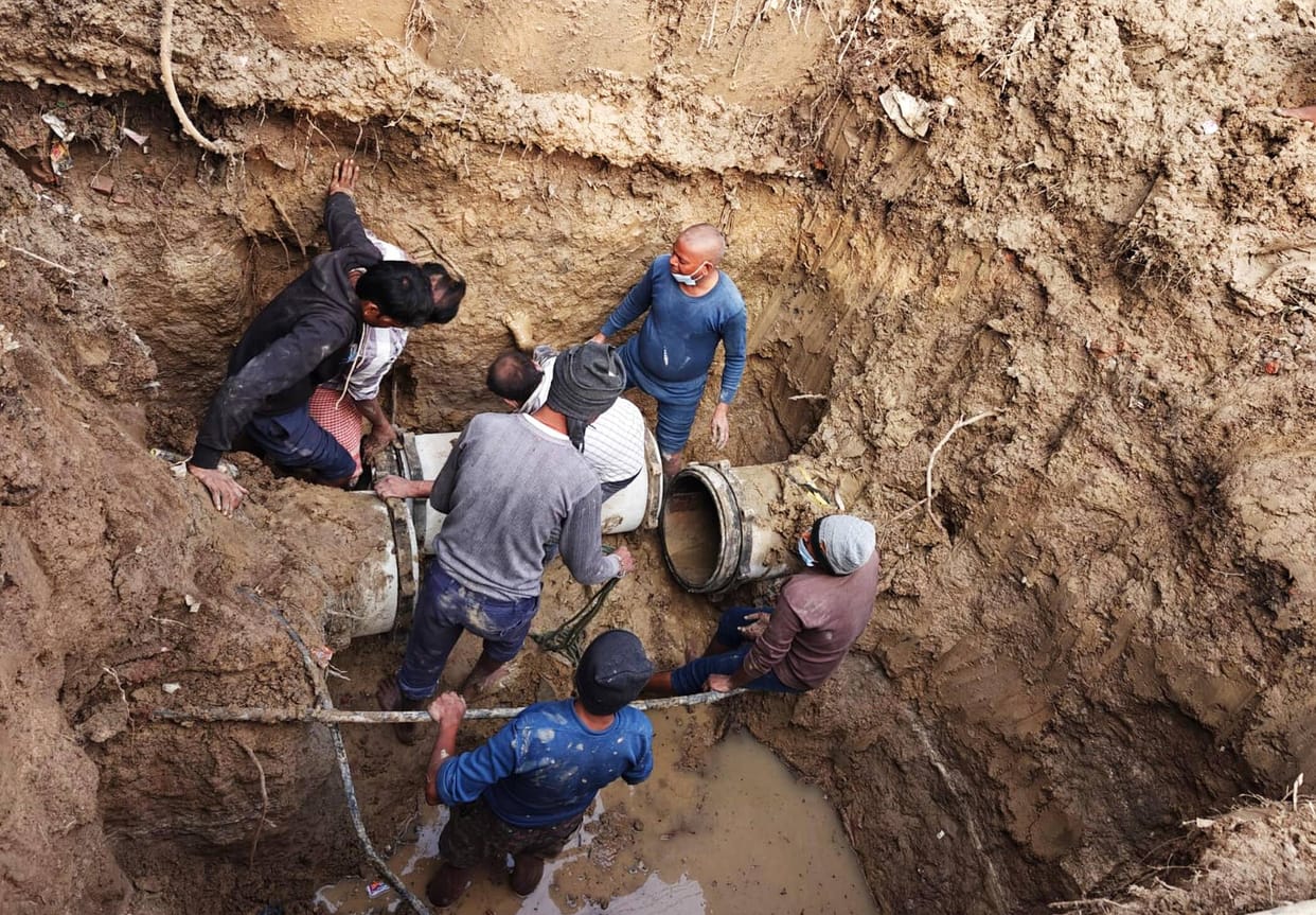 Main water line broken during digging of electricity pole, 16 tube wells closed
