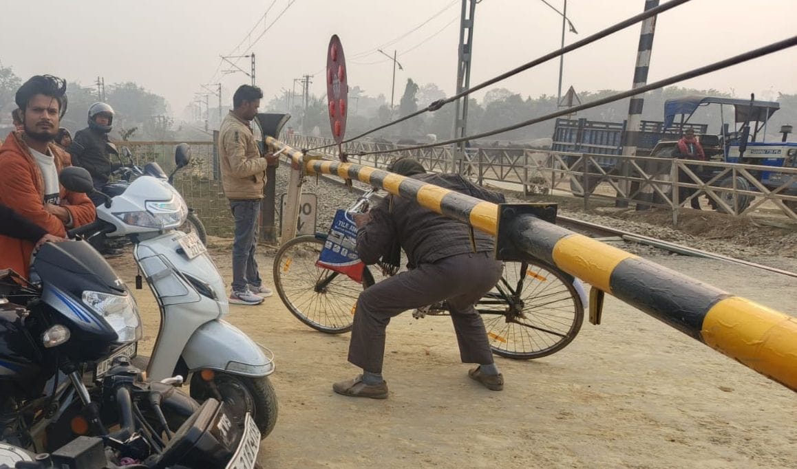 The shadow of death looms ever present, with people risking their lives as they cross the crossing.