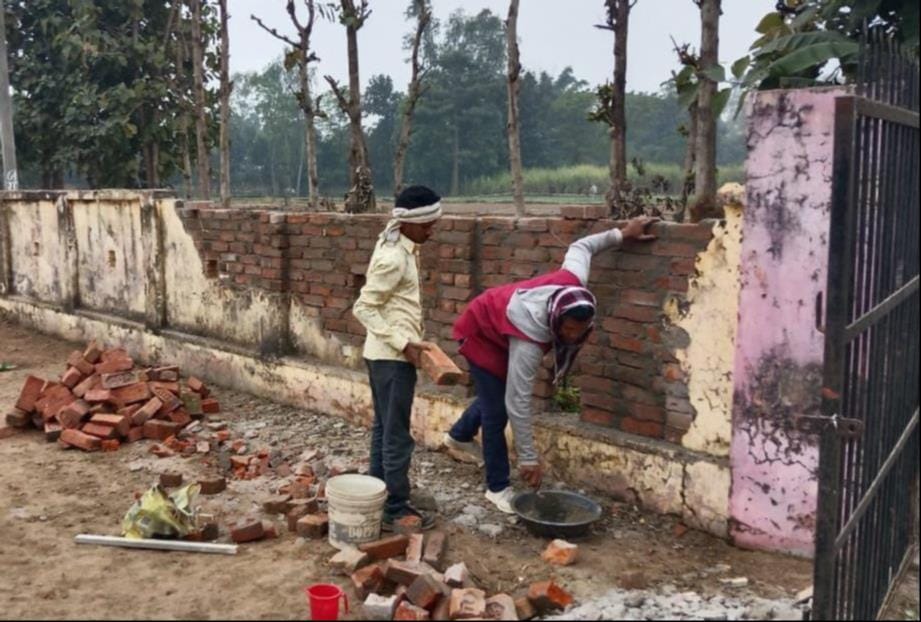 Repair of boundary wall started, cleaning is going on