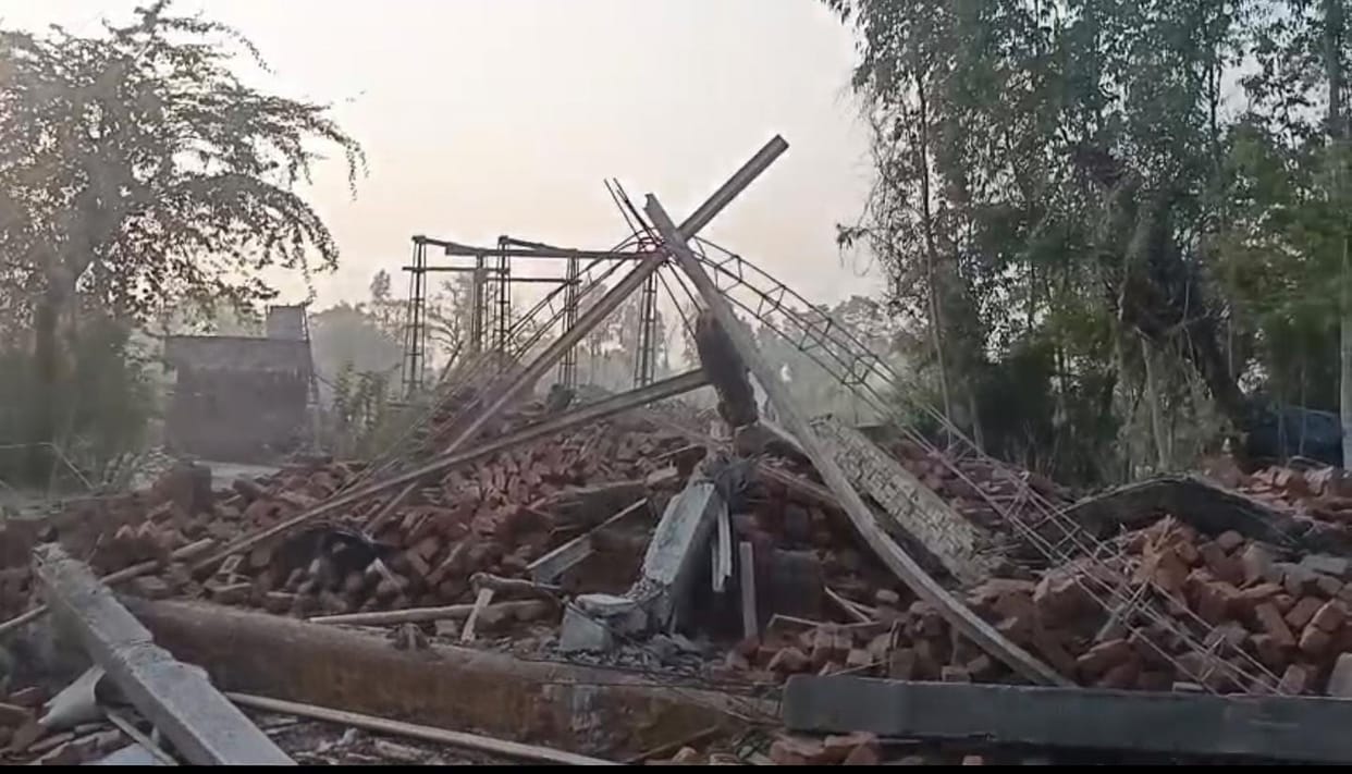 The ration shop being built in Subra was demolished by the forest department.