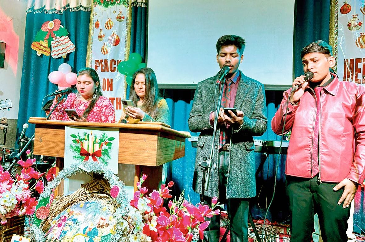The sound of prayer echoed through the church grounds