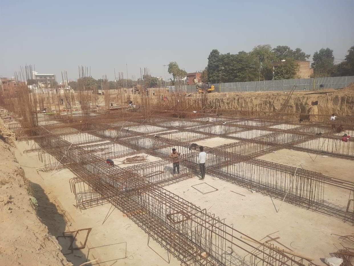 Hopes... Work on the seven-story maternity and child health wing under construction at the district hospital is in progress.