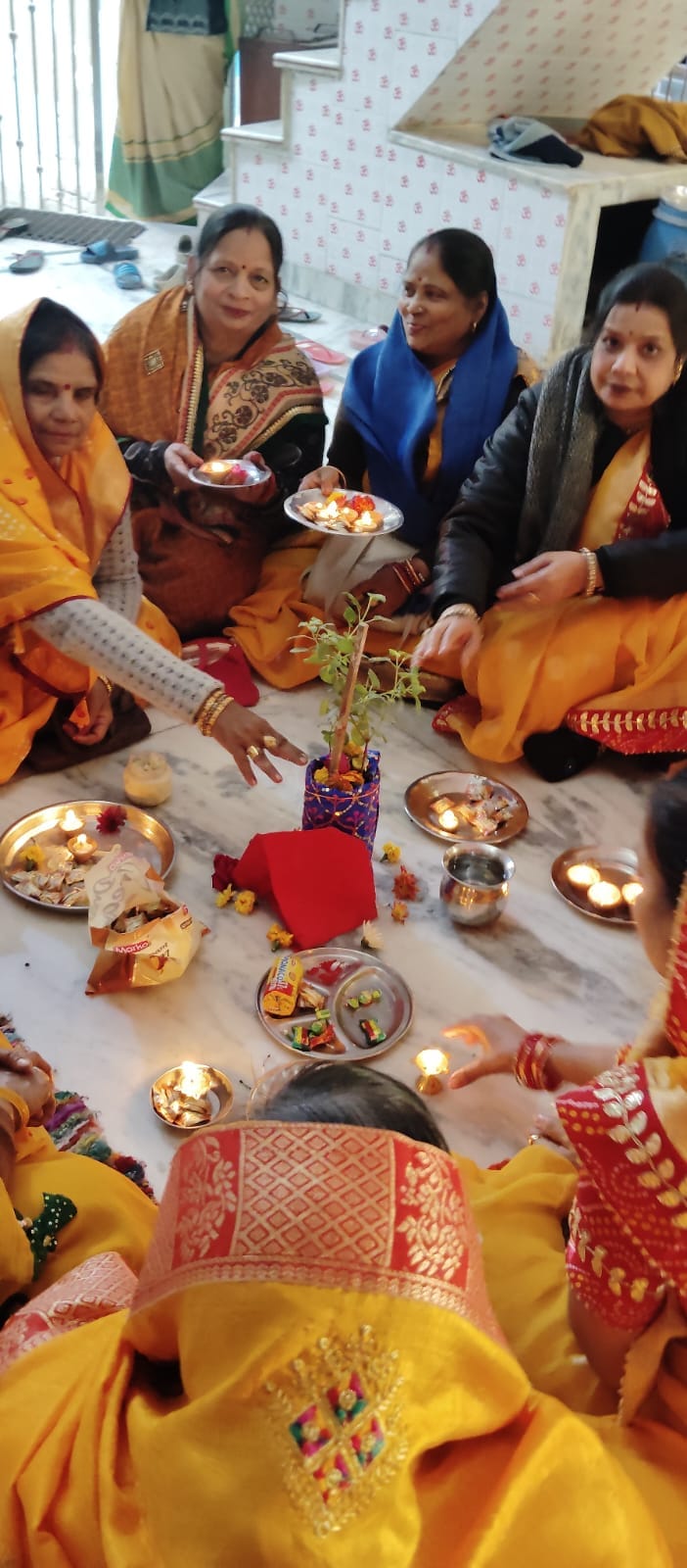 Mahila Mandal told the importance of Tulsi and worshipped it.