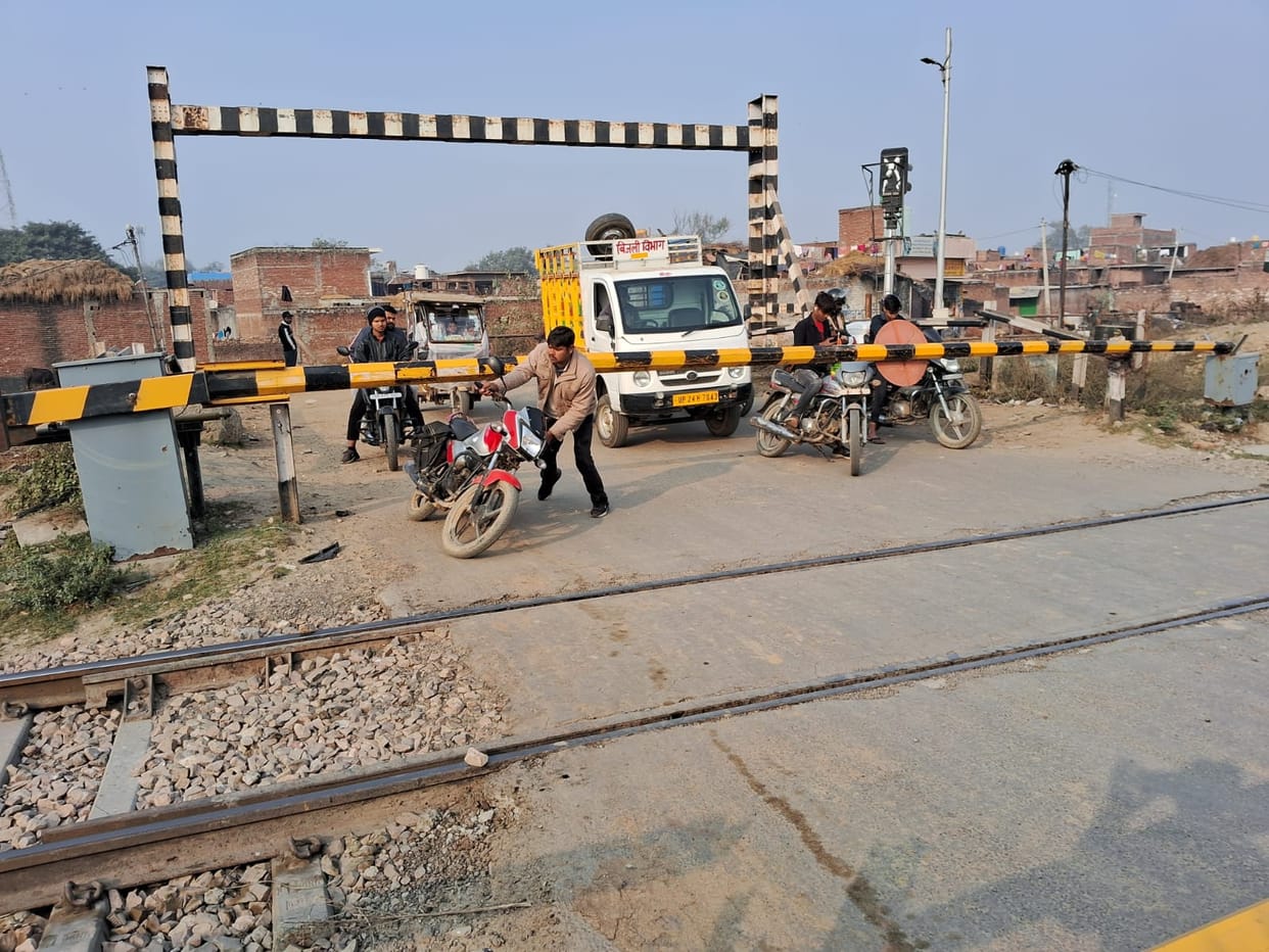 Putting their lives at risk, people are crossing closed railway crossings, using the tracks as a pathway.