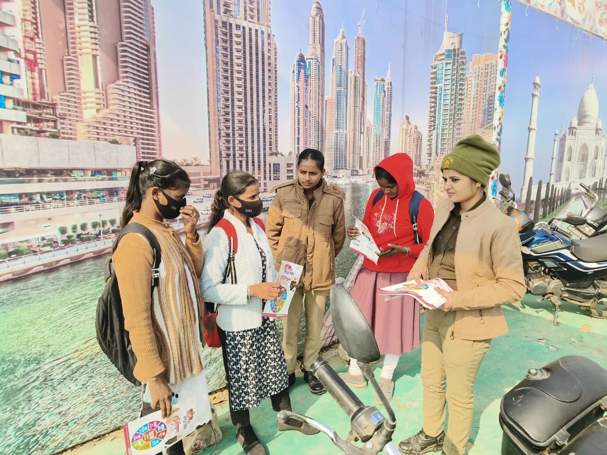 Women and girls were given information about safety, cyber awareness and new laws