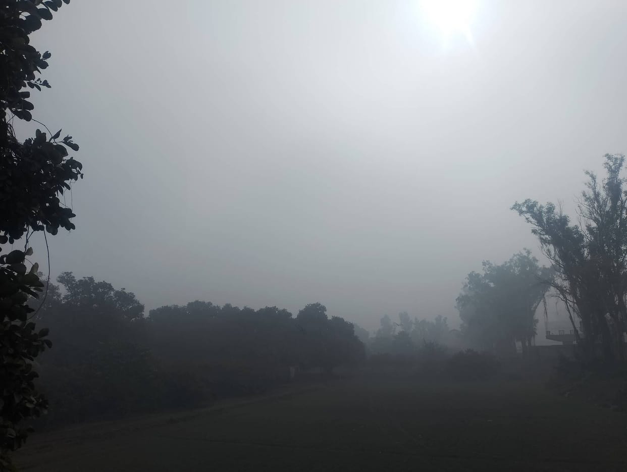 A cold wave, blowing at a speed of 10 km per hour, increased the chill, and fog reduced visibility to zero.