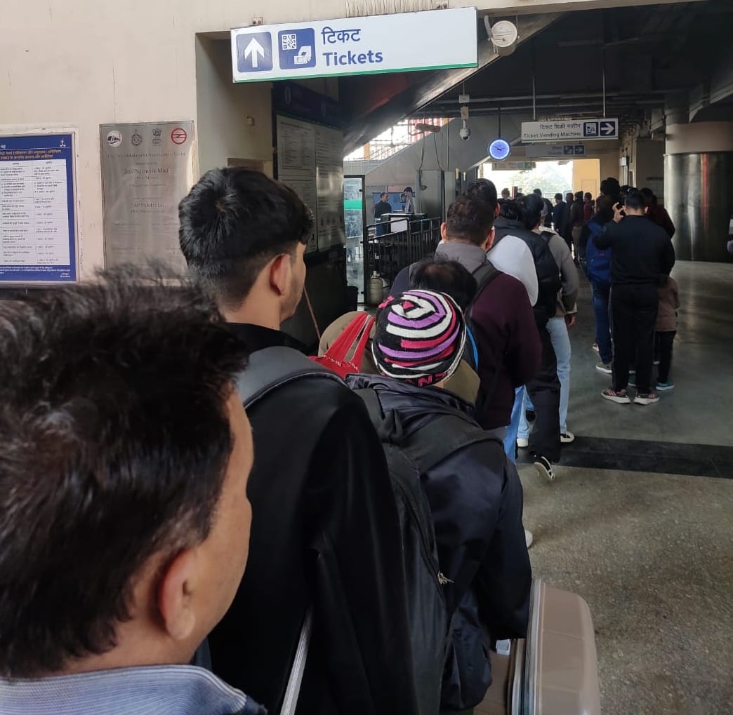 Train delays have increased pressure on the metro system, leading to long queues of passengers.